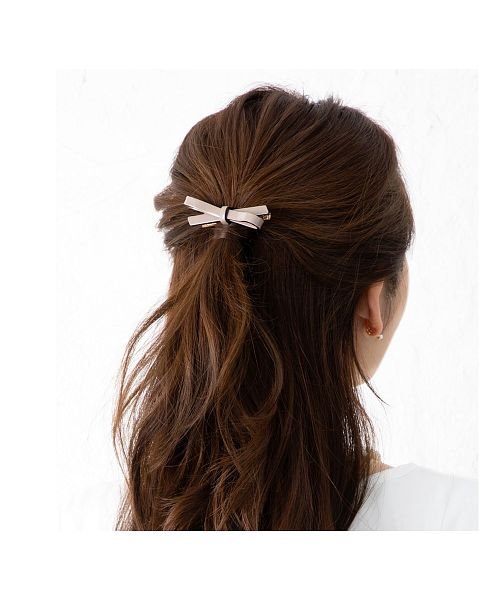 バイカラーの縁どりが大人可愛い リボン型ヘアクリップ クリームドット Cream Dot D Fashion