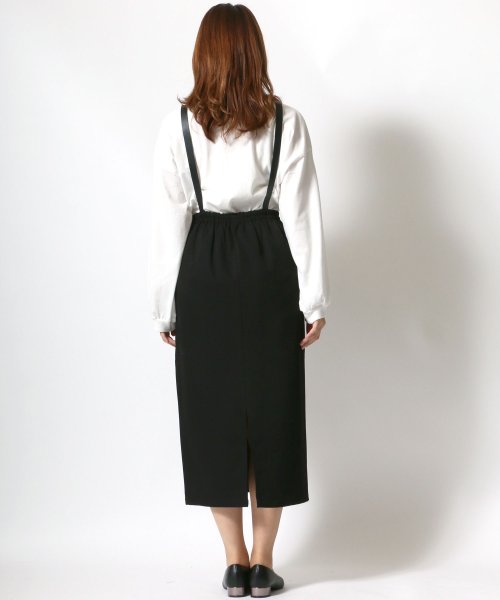 セール Salong Hameu エコレザーサスペンダー付ナロータイトスカート Salong Hameu Salong Hameu D Fashion