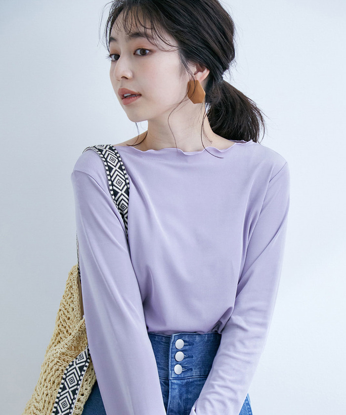 セール 60%OFF】ベロア調シアーボートネックインナー付きプル