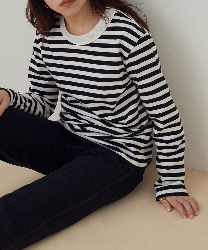 agnes b. pour ADAM ET ROPE'】ボーダーロングスリーブT