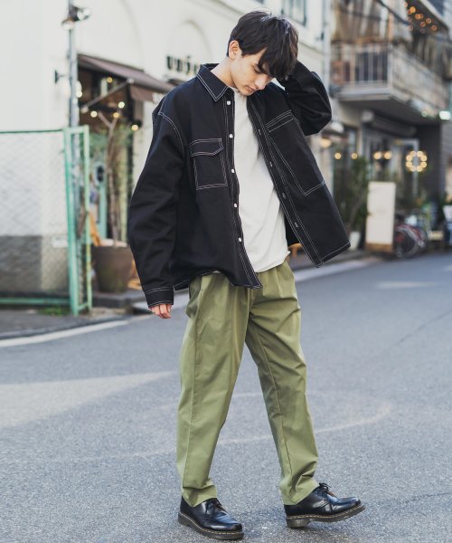 シェフパンツ メンズ レディース イージー テーパード バギー カジュアル きれいめ ストリート 無地 シンプル ストレッチ ウエストゴム ツイル リラックス ロッキーモンロー Rocky Monroe D Fashion
