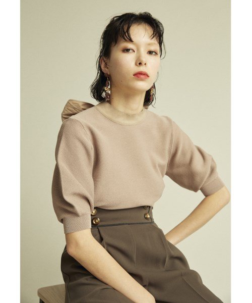コットンリボン付きニットトップス リリー ブラウン Lily Brown D Fashion コットンリボン付きニットトップス リリー ブラウン Lily Brown D Fashion