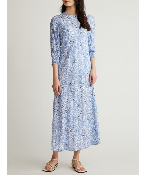後ろリボンバイアスナロー花柄ワンピース ミラオーウェン Mila Owen D Fashion 後ろリボンバイアスナロー花柄ワンピース ミラオーウェン Mila Owen D Fashion