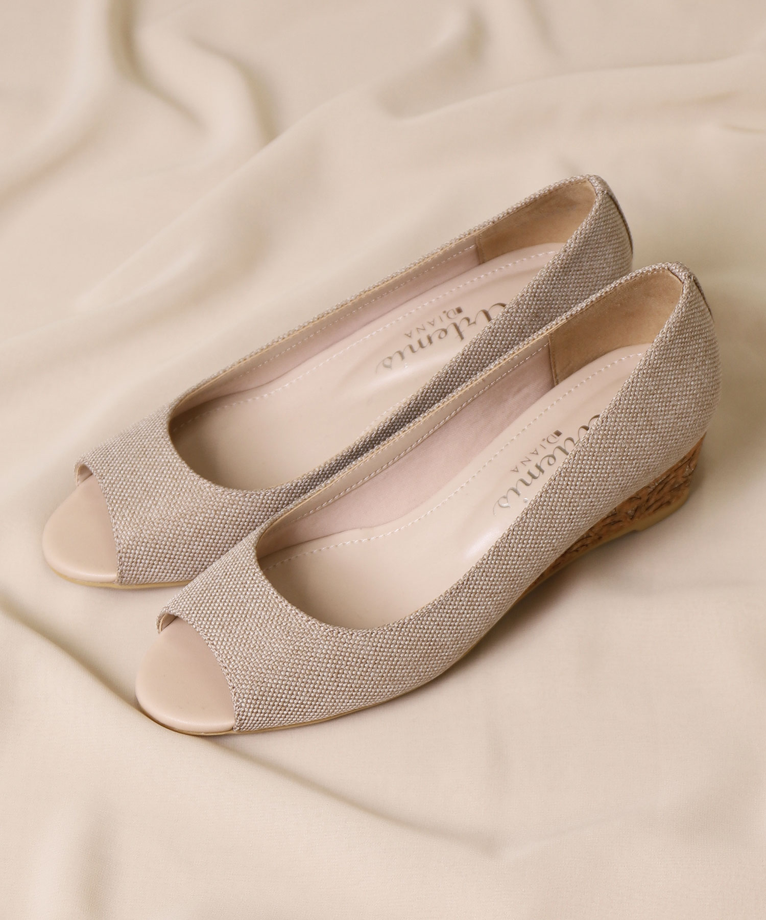 【美品】オデットエオディール (22) パンプス ウェッジソール アーモンドトゥ セール 30%OFF】オープントゥウェッジパンプス(503791635