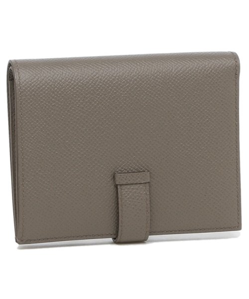 エルメス エプソン ベアンコンパクト グリスエタン シルバー金具 D刻印 ベージュ 二つ折り財布 レディース Hermes Hck 8f エルメス Hermes D Fashion