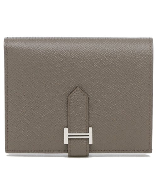 エルメス エプソン ベアンコンパクト グリスエタン シルバー金具 D刻印 ベージュ 二つ折り財布 レディース Hermes Hck 8f エルメス Hermes D Fashion