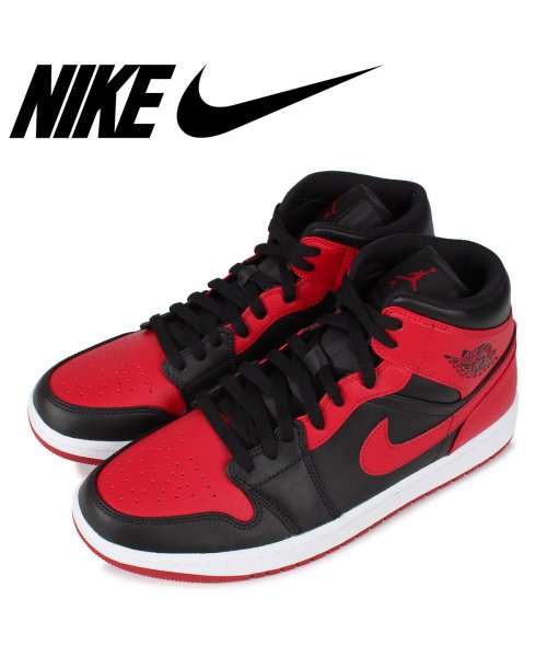 Nike Jordan 1 Mid Bred ナイキ エアジョーダン1 スニーカー メンズ レッド 074 ナイキ Nike D Fashion