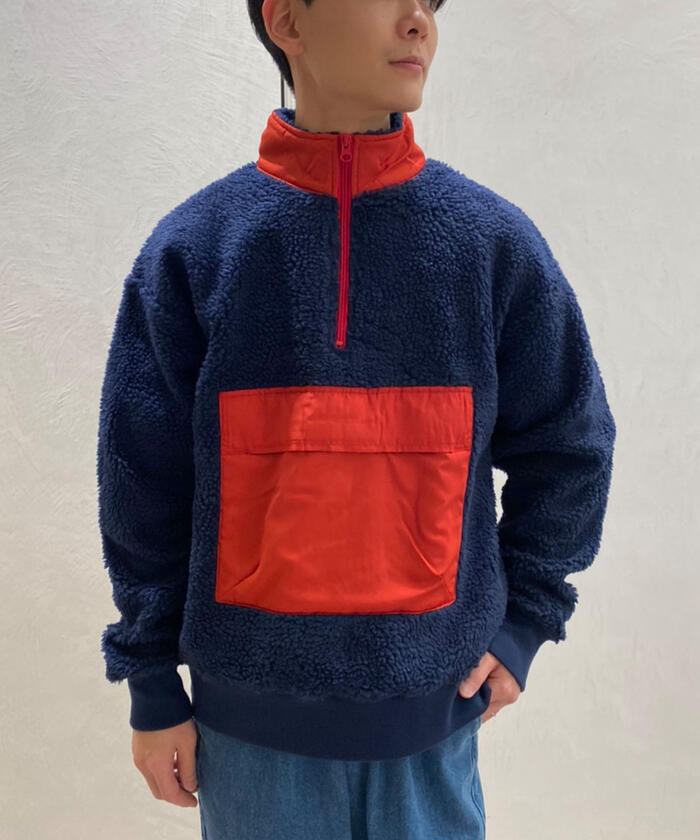 セール 40%OFF】ボアフリース アノラック ハーフジップアップ プル