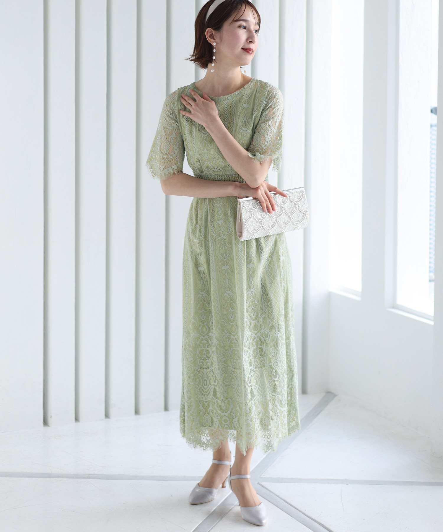 セール】プールヴー PourVous 結婚式ワンピースドレススカラップ