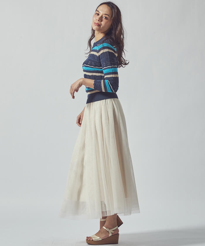 ビアッジョブルー Viaggio Blu チュールブロックチェック