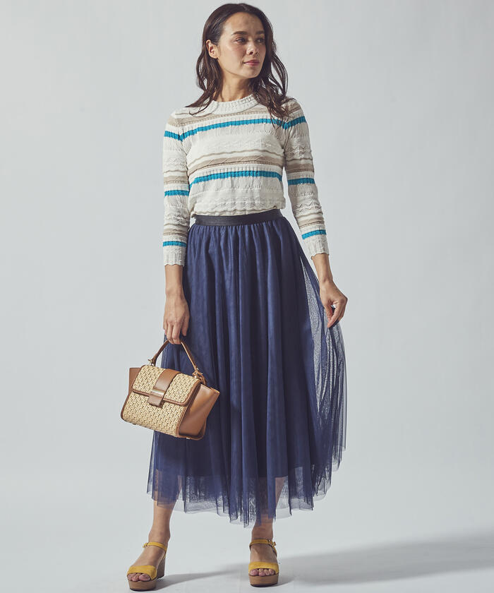 Viaggioblu＊チュールブロックチェックスカート ① ビアッジョブルー Viaggio Blu チュールブロックチェック