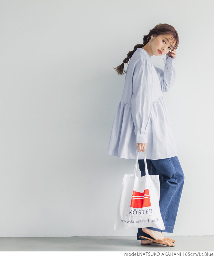 美品★CEPIE Aラインボリュームブラウス コットン100% フォーリン アンド コー fall-in&co 襟元で魅せるブラウス 7分袖