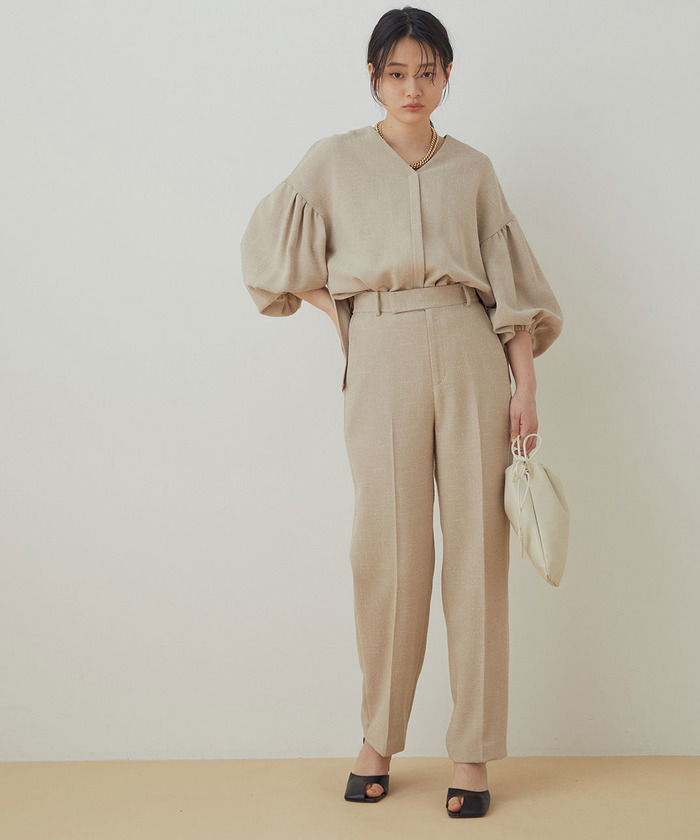 アダムエロペ　リネンライク〈洗える〉【セットアップ対応】ブラウスとパンツ セール 70%OFF】＜洗える＞【セットアップ対応】リネンライク