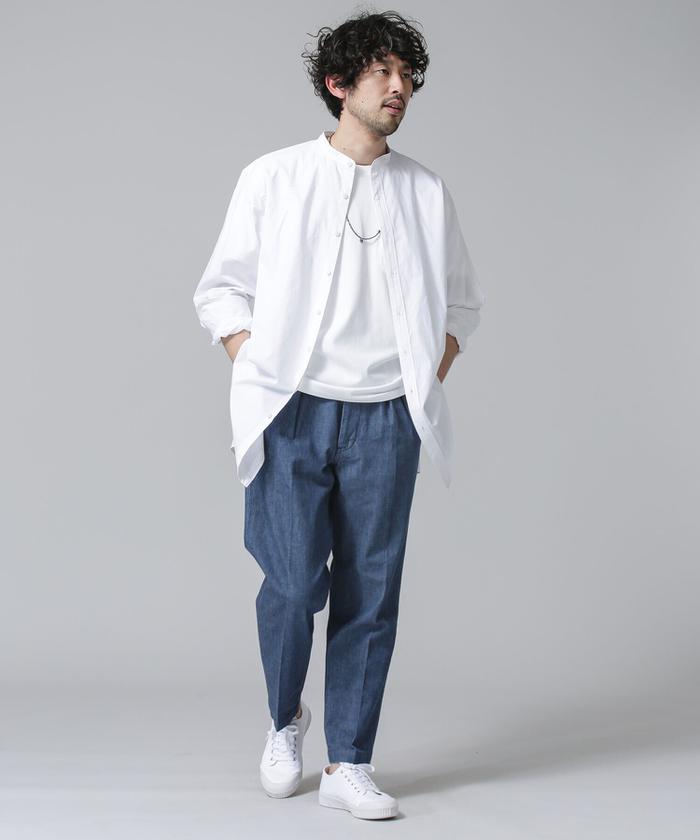 セール 50%OFF】リラックス バンドカラーロングシャツ(503701469 セール 50%OFF】リラックス バンドカラーロングシャツ(503701469