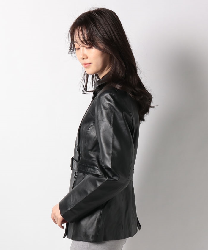 セール】【LILA】ラムレザートレンチコート(503831192 セール】【LILA】ラムレザートレンチコート(503831192