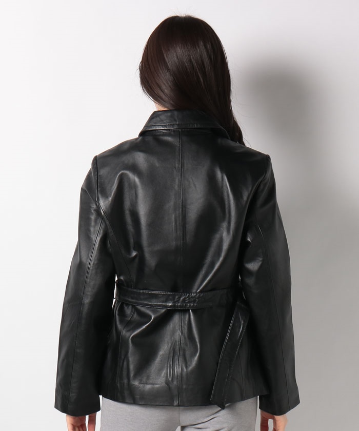 セール】【LILA】ラムレザートレンチコート(503831192 セール】【LILA】ラムレザートレンチコート(503831192