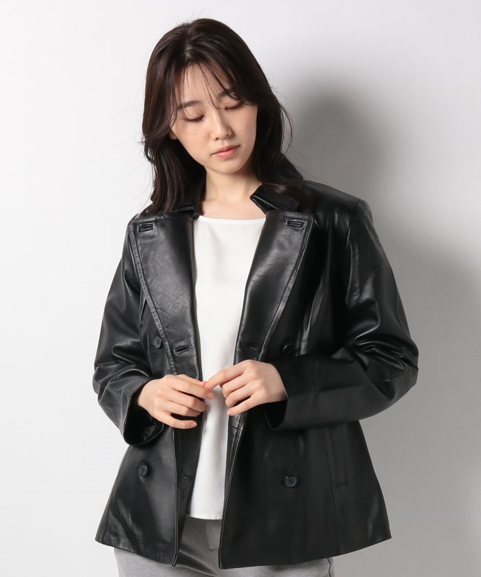 セール】【LILA】ラムレザートレンチコート(503831192 セール】【LILA】ラムレザートレンチコート(503831192