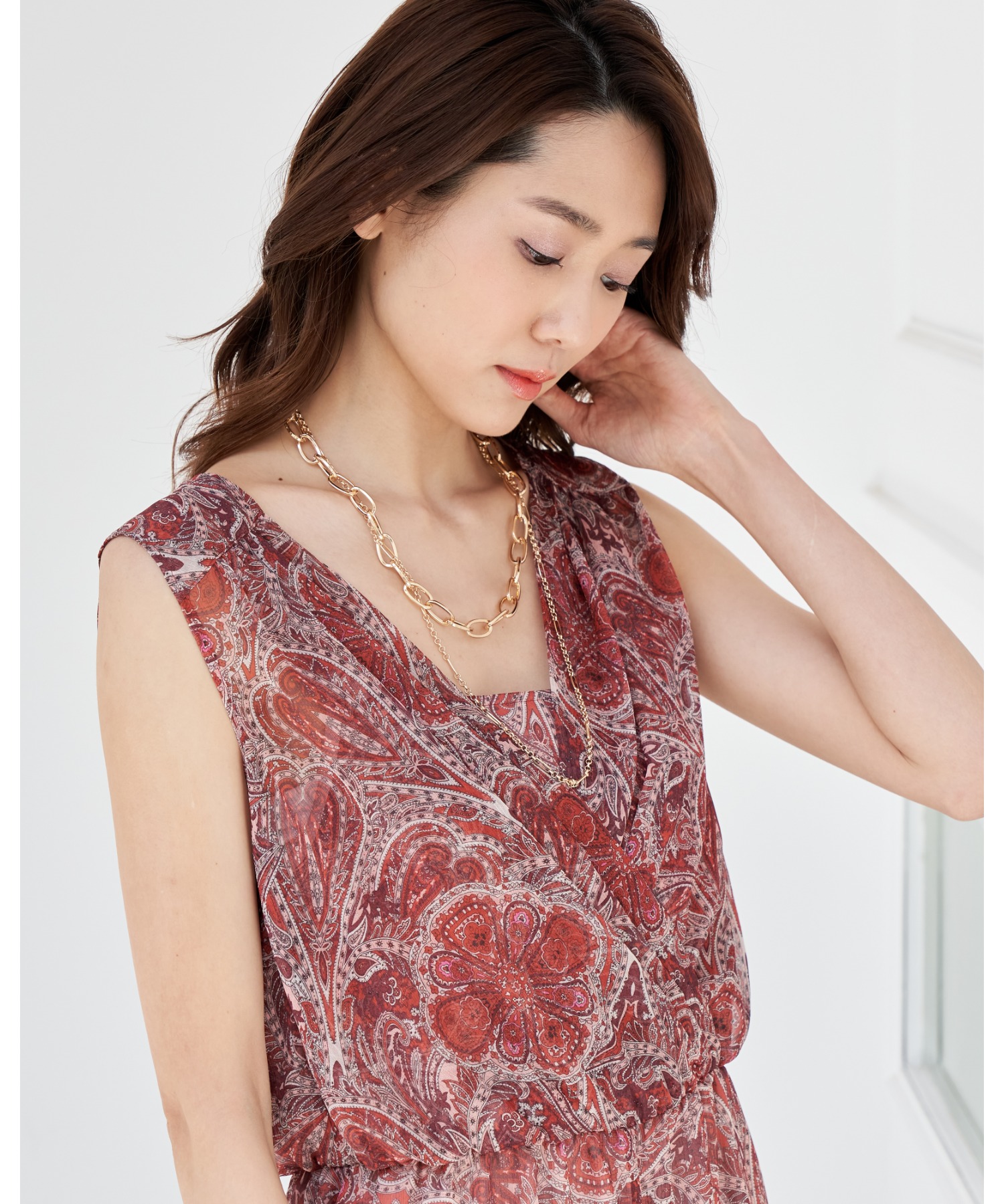 セール 50%OFF】ヨーリューペイズリープリントオールインワン セール 50%OFF】ヨーリューペイズリープリントオールインワン
