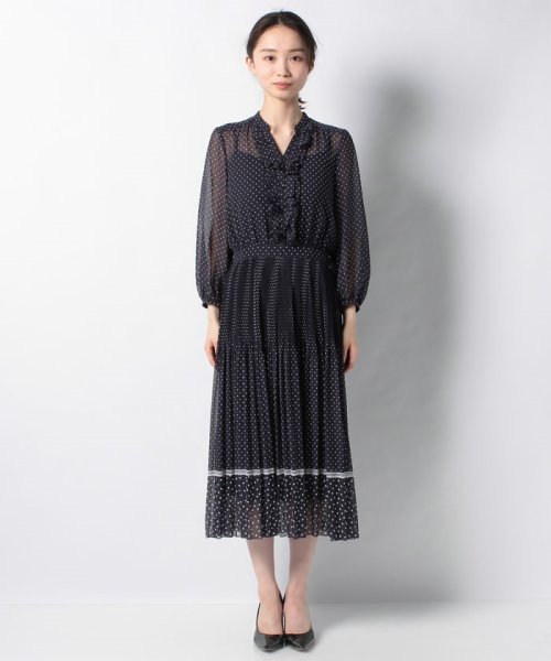 セール 50 Off ラインドットプリントフリルワンピース アナイ Anayi D Fashion