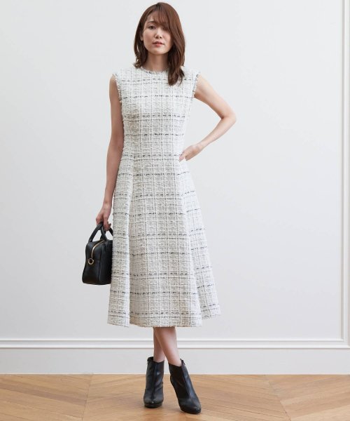 セール 50 Off ホワイトチェックツイードフレアワンピース アナイ Anayi D Fashion セール 50 Off ホワイトチェックツイードフレアワンピース アナイ Anayi D Fashion
