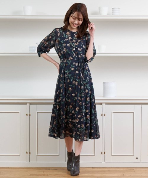 セール ドビーフラワーptワンピース ベルト付き アナイ Anayi D Fashion セール ドビーフラワーptワンピース ベルト付き アナイ Anayi D Fashion
