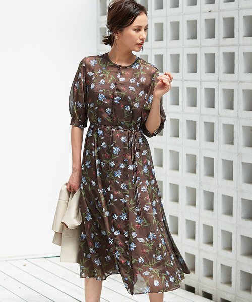 セール ドビーフラワーptワンピース ベルト付き アナイ Anayi D Fashion セール ドビーフラワーptワンピース ベルト付き アナイ Anayi D Fashion