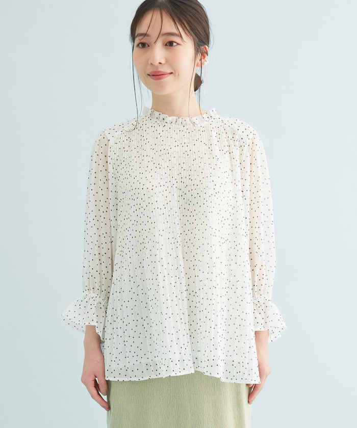セール】【新色追加】ドット/無地シフォンプリーツスタンド
