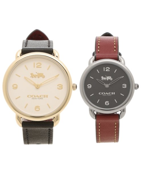 コーチ 時計 メンズ レディース デランシー 27mm 35mm ペアウォッチ クォーツ クリーム ブラック ブラック レッド Coach 1 コーチ Coach D Fashion