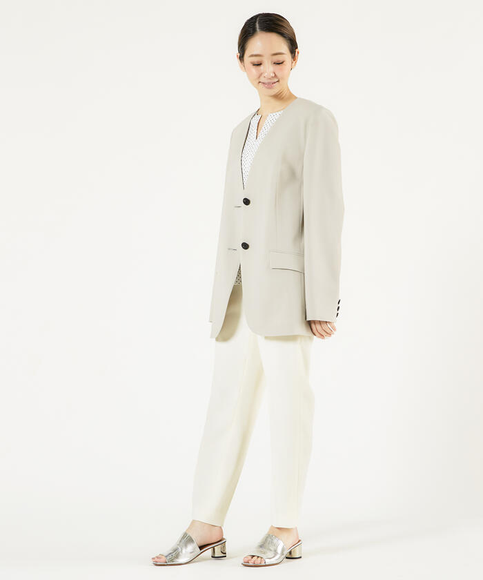 セール 30%OFF】ウーステッドウールトロピカル ノーカラー
