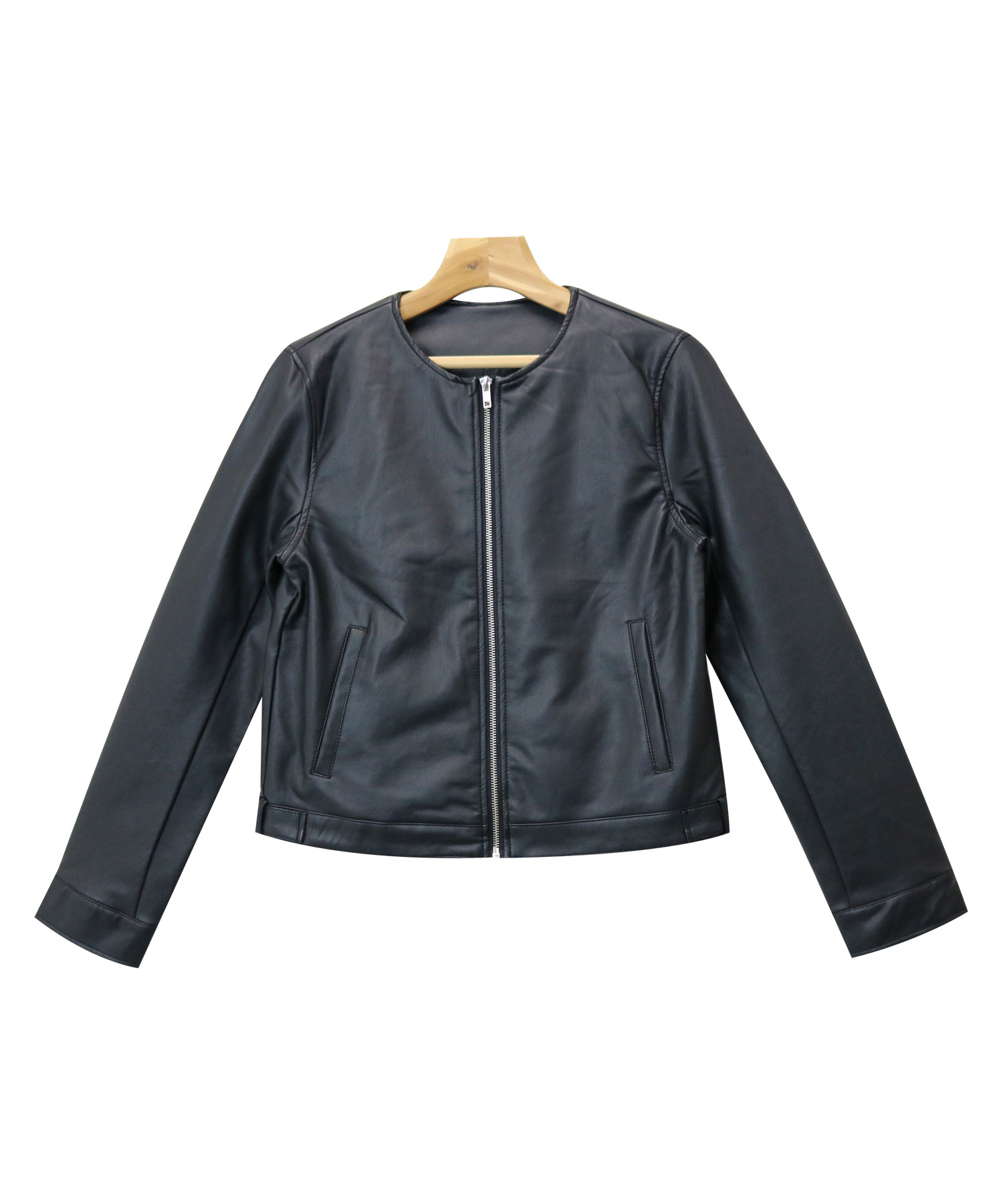 フェイクレザーノーカラーライダースジャケット(501268146 フェイクレザーノーカラーライダースジャケット(501268146