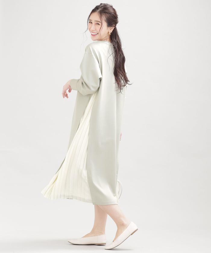 セール 50%OFF】WEB限定/サイドプリーツ異素材コンビカット