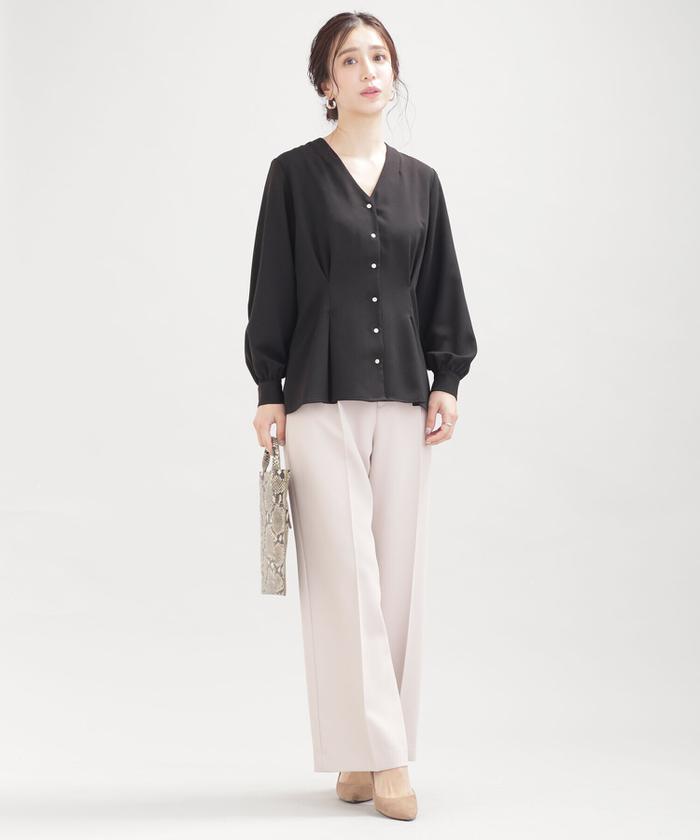 セール 40%OFF】WEB限定/ウエストタックペプラムブラウス 長袖