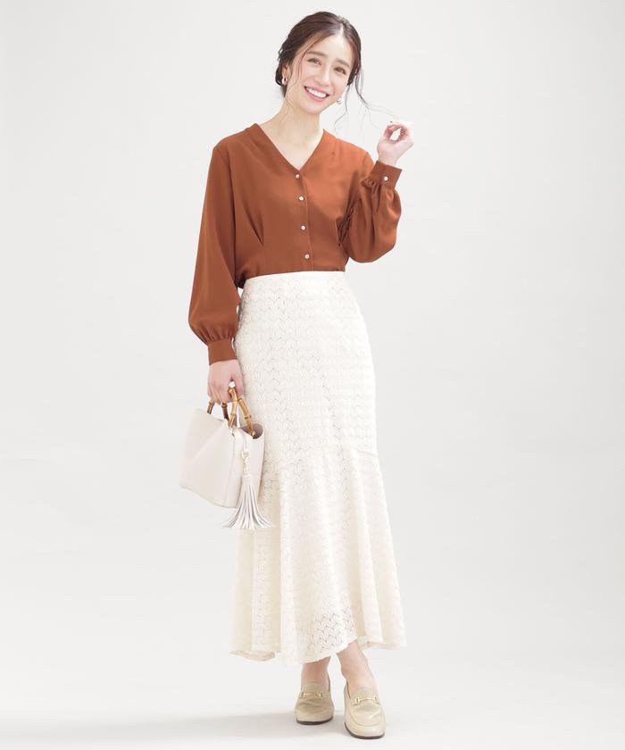 白 シャツ レディース シャツブラウス 長袖 ペプラムブラウス ウエストタック シャツ ブラウス セール 40%OFF】WEB限定/ウエストタックペプラムブラウス 長袖