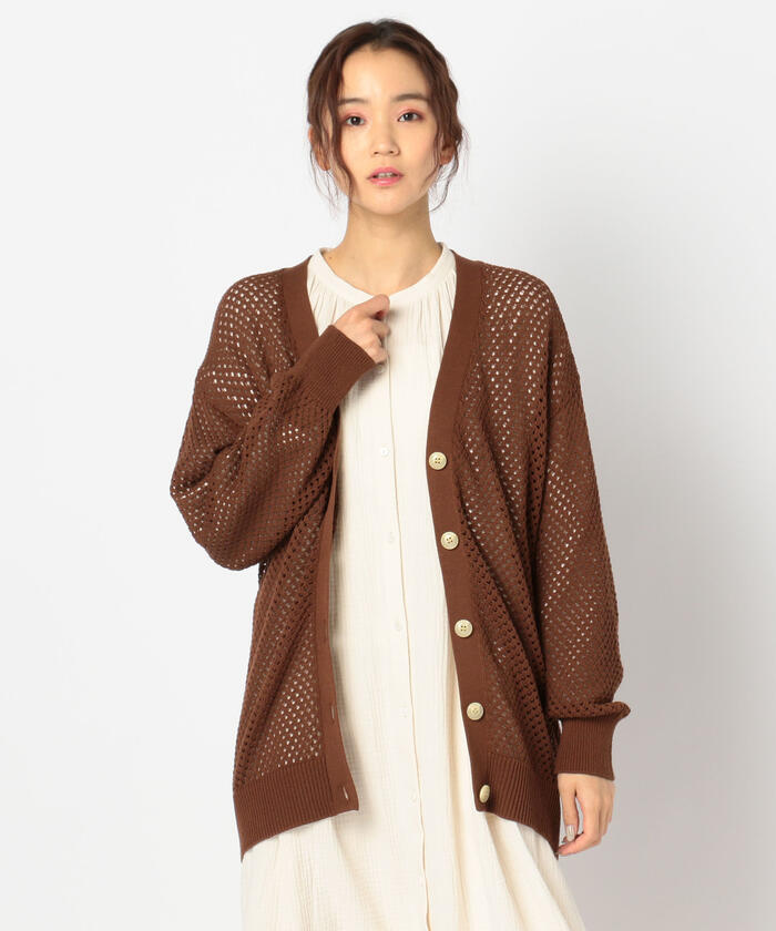 セール 40%OFF】メッシュ柄Vネックカーディガン(503828227