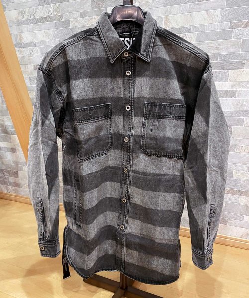 セール Diesel ディーゼル ボーダー染めデニムシャツジャケット D Loren ディーゼル Diesel D Fashion