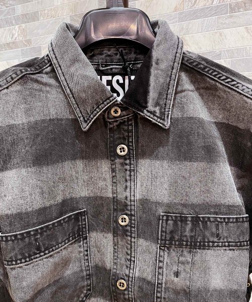 セール Diesel ディーゼル ボーダー染めデニムシャツジャケット D Loren ディーゼル Diesel D Fashion セール Diesel ディーゼル ボーダー染めデニムシャツジャケット D Loren ディーゼル Diesel D Fashion