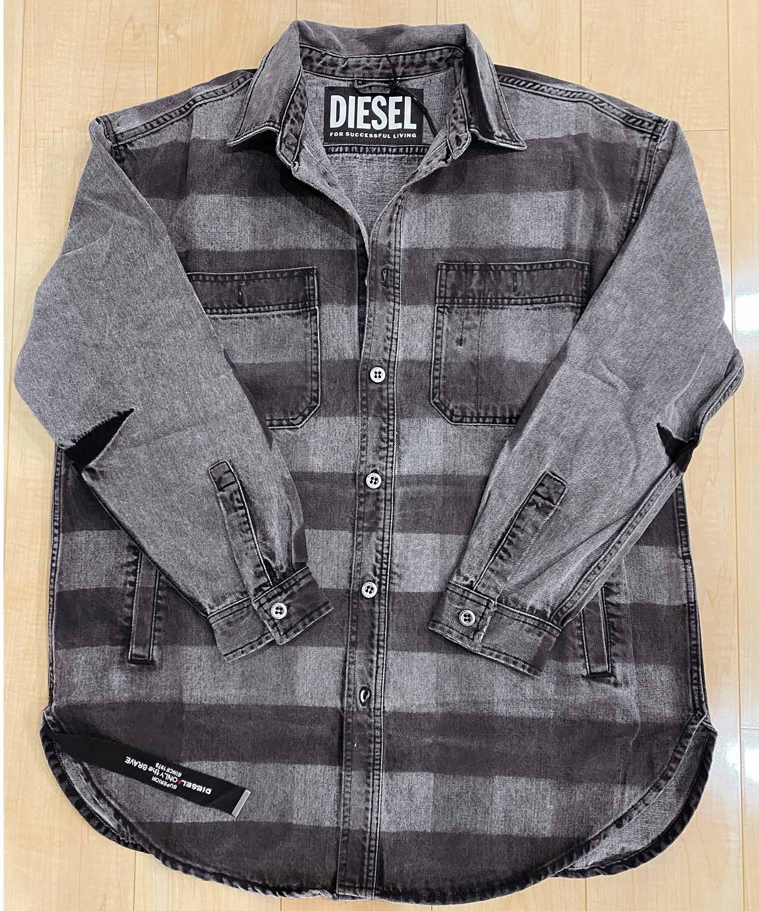 DIESEL(ディーゼル)ボーダー染めデニムシャツジャケット 「D－LOREN