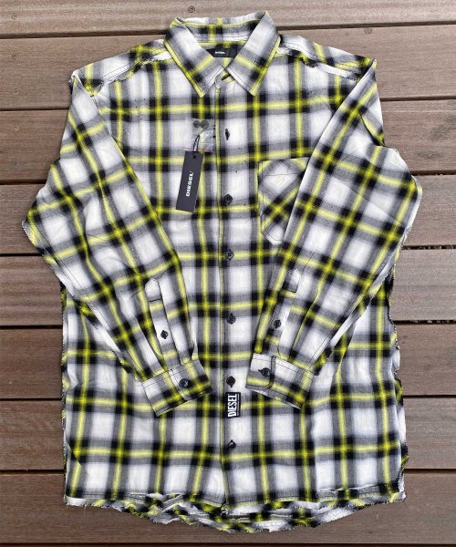 DIESEL(ディーゼル)オーバーサイズ ダメージ リメイク チェックシャツ 「S－MACHITO」(503897670) | ディーゼル(DIESEL)  - d fashion
