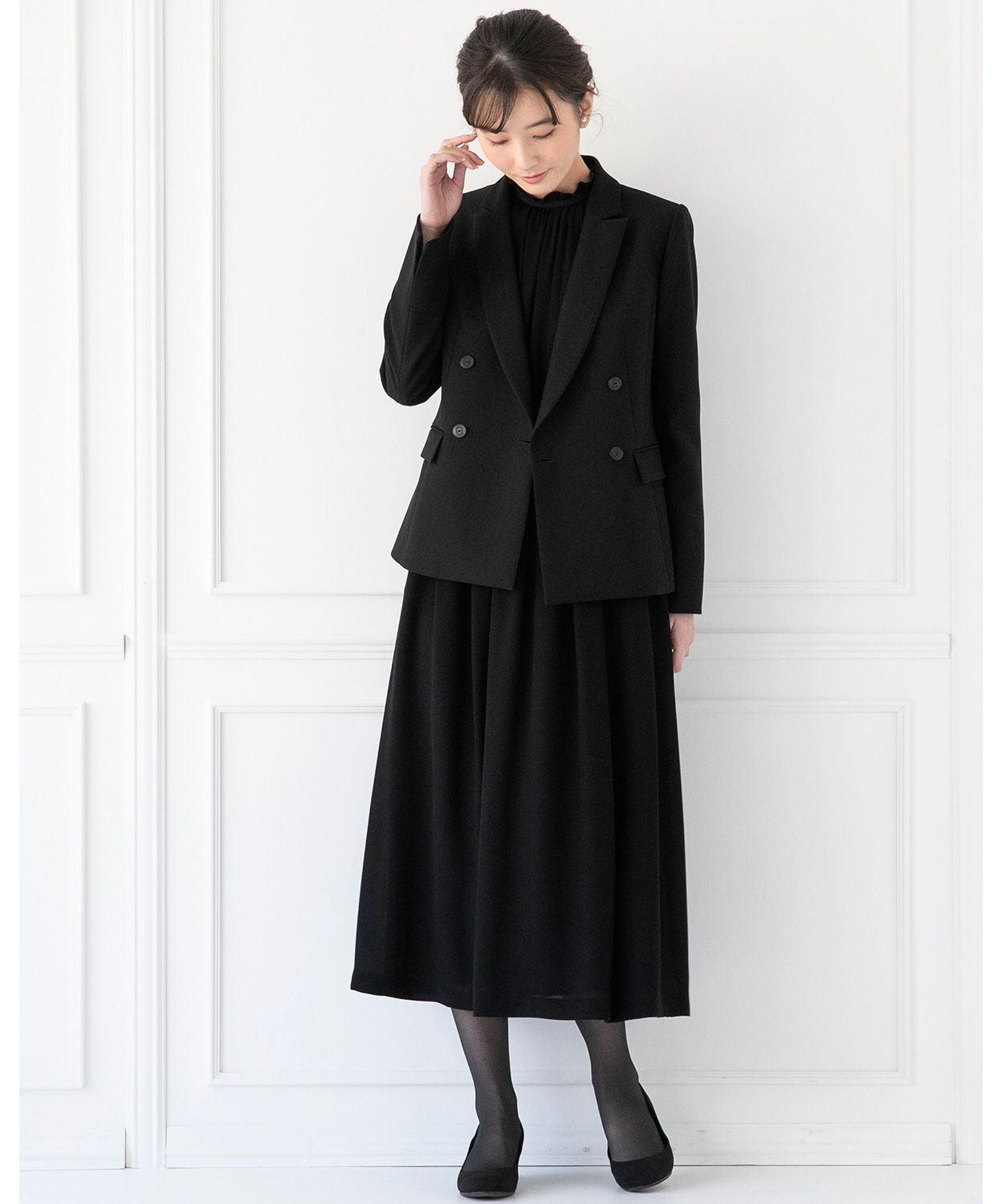 喪服・礼服・セレモニー】ダブルボタンテーラードジャケット&ロング