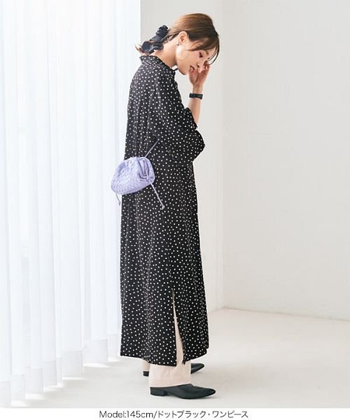 セール 田中亜希子さんコラボ バンドカラーブラウスワンピース ワンピース E2687 神戸レタス Kobe Lettuce D Fashion