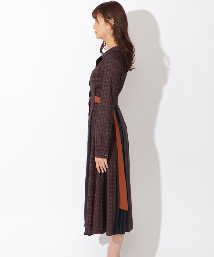 セール 50%OFF】チェック配色ダブルバックルスカラシャツ