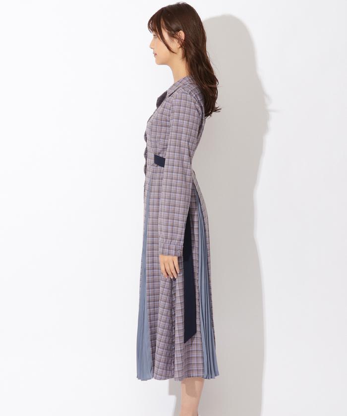 セール 50%OFF】チェック配色ダブルバックルスカラシャツ