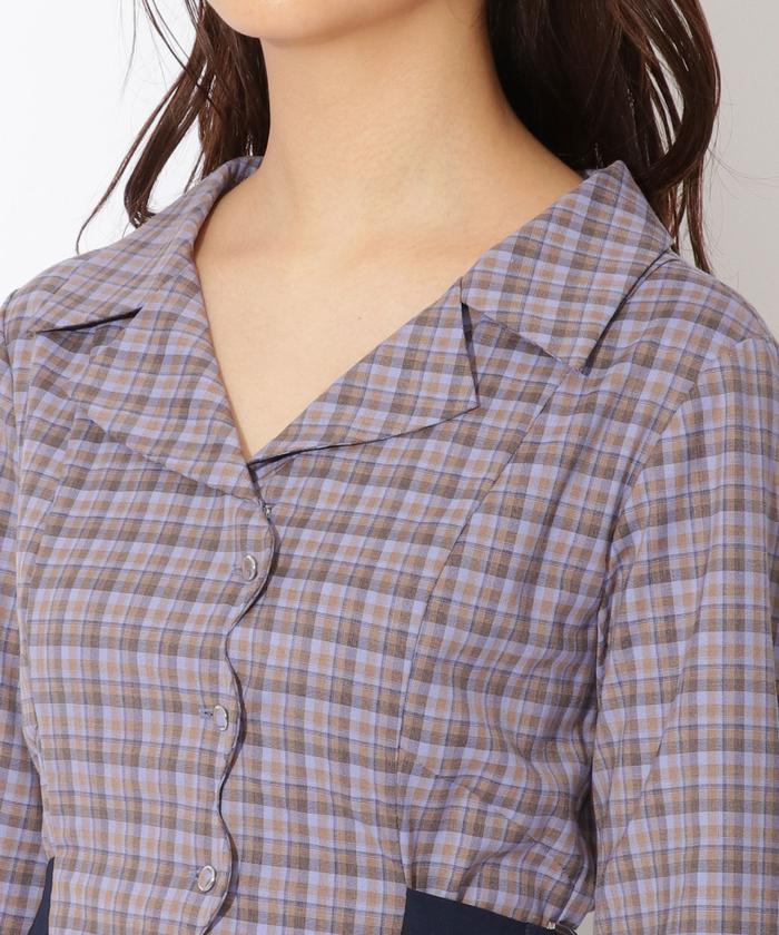 セール 50%OFF】チェック配色ダブルバックルスカラシャツ