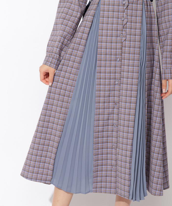 セール 50%OFF】チェック配色ダブルバックルスカラシャツ