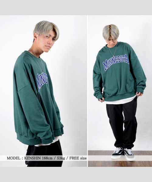 Minnesota 刺繍 ビッグトレーナー ビッグシルエット トレーナー メンズ オーバーサイズ トレーナー レディース スウェット ミネソタ メンズ カレ ワンフォークロージング 1111clothing D Fashion