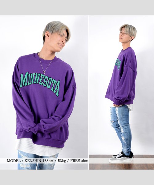 セール10 Off トレーナー メンズ ビッグシルエット スウェット レディース Minnesota 刺繍 ビッグトレーナー オーバーサイズ 長袖 カレッジロゴ スエット 綿 ワンフォークロージング 1111clothing D Fashion