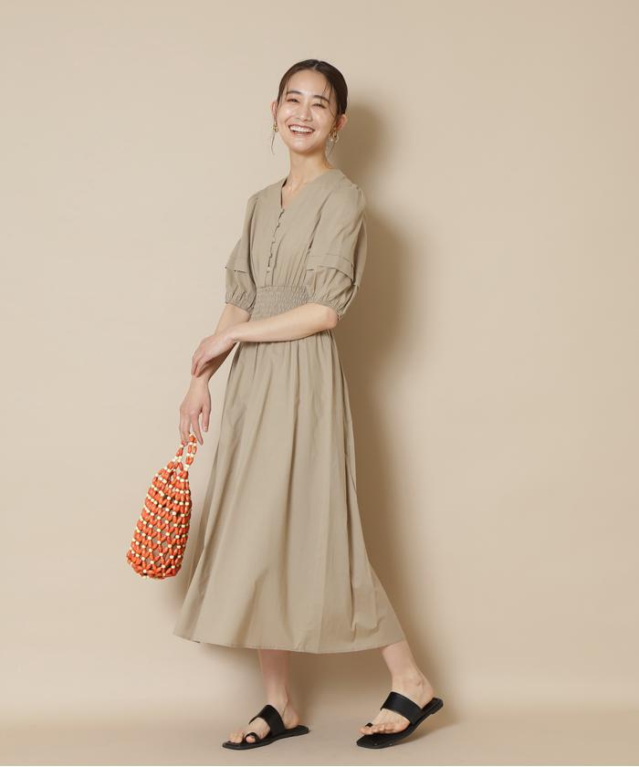 セール 20%OFF】コットンローンタックパフスリーブワンピース《S