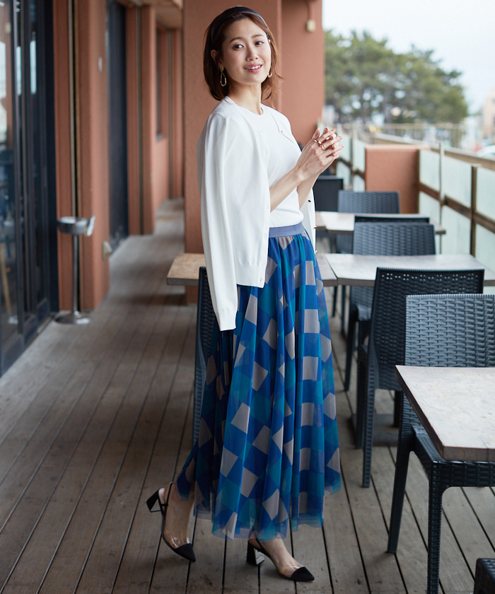 Viaggioblu＊チュールブロックチェックスカート ① ビアッジョブルー Viaggio Blu チュールブロックチェック