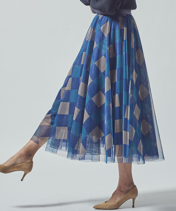 ビアッジョブルー Viaggio Blu チュールブロックチェック