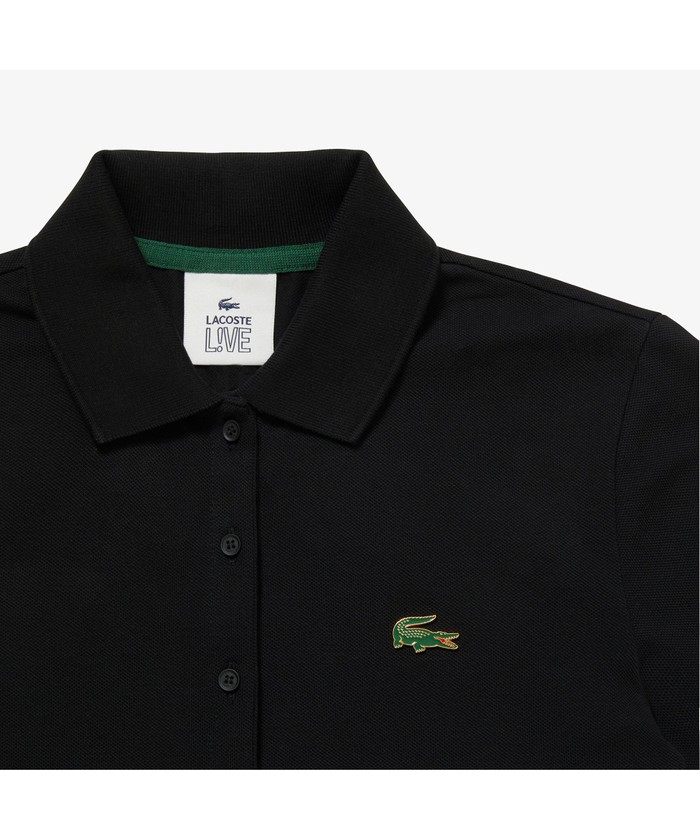 LACOSTE L!VE6つボタンポロドレス （ブラック） LACOSTE L!VE6つボタンポロドレス （ブラック）